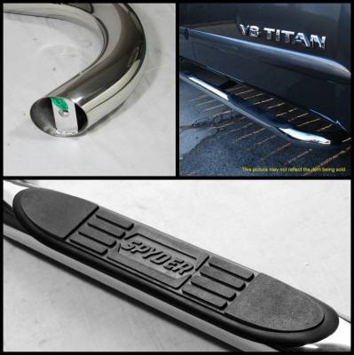 Spyder Auto - Nissan Titan Spyder 3 Inch Round Side Step Bar - Polished T-304 Stainless Steel - SSB-NT-A07S1205T - Image 2