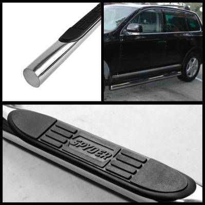 Spyder Auto - Volkswagen Touareg Spyder 3 Inch Round Side Step Bar - Polished T-304 Stainless Steel - SSB-VWT-A01S2400 - Image 2