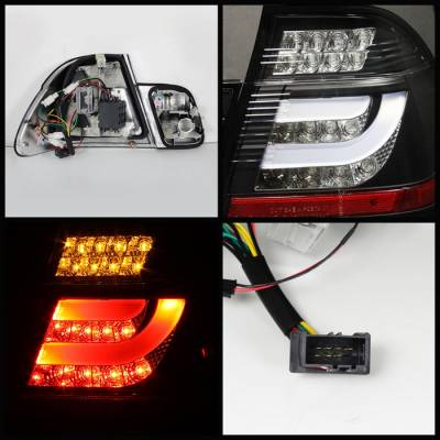 Spyder - BMW 3 Series 4DR Spyder Light Bar Style LED Taillights - Black - 111-BE4602-4D-LBLED-BK - Image 2