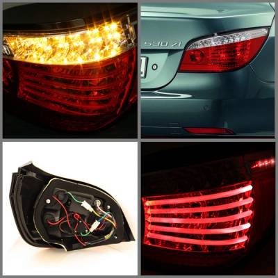 Spyder - BMW 5 Series Spyder LED Taillights - Red Clear - 111-BE6004-LED-RC - Image 2