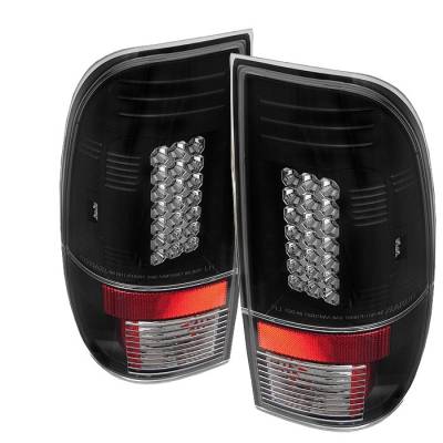 Ford F550 Spyder LED Taillights - Black - 111-FF15097-LED-BK