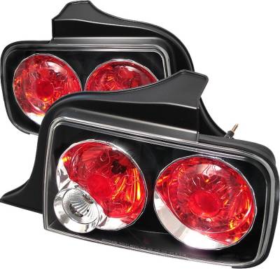 Ford Mustang Spyder Euro Style Taillights - Black - 111-FM05-BK