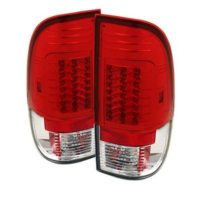 Ford F350 Superduty Spyder Version 2 LED Taillights - Red Clear - 111-FS07-LED-G2-RC