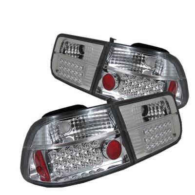 Honda Civic 2DR Spyder LED Taillights - Chrome - 111-HC96-2D-LED-C