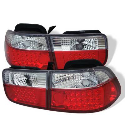 Honda Civic 2DR Spyder LED Taillights - Red Clear - 111-HC96-2D-LED-SM