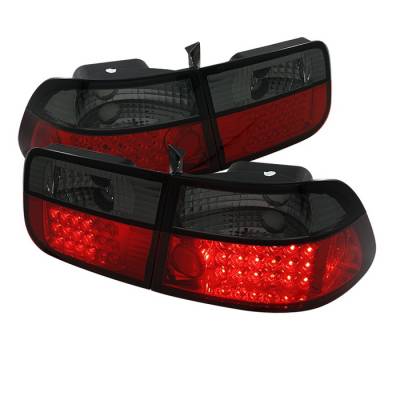 Honda Civic 2DR Spyder LED Taillights - Red Smoke - 111-HC96-2D-RS