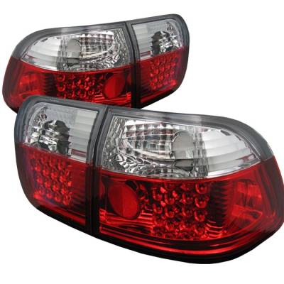 Honda Civic 4DR Spyder LED Taillights - Red Clear - 111-HC96-4D-LED-RC