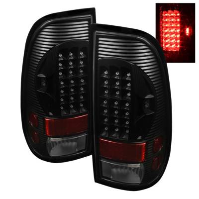 Ford F350 Superduty Spyder LED Taillights - Black - ALT-ON-FF15097-LED-BK