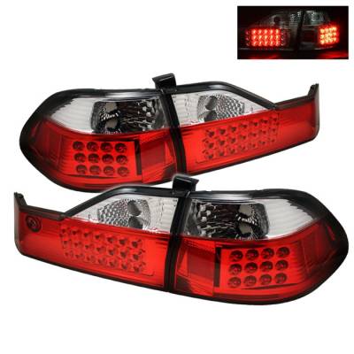 Honda Accord 4DR Spyder LED Taillights - Red Clear - ALT-ON-HA98-LED-RC
