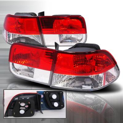 Honda Civic 2DR Spec-D Altezza Taillights - Red & Clear - LT-CV962RPW-KS