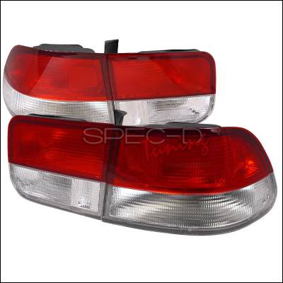 Honda Civic 2DR Spec-D Taillights - Red & Clear - LT-CV962RPW-RS