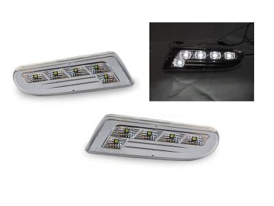 Mercedes W220 S-Class Crystal Clear White Led DEPO Bumper Lights