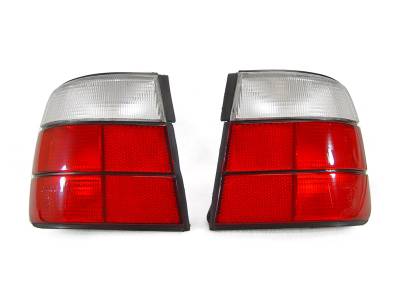 BMW E34 5 Series 4D Red/Clear DEPO Tail Lights