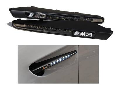 BMW E90/E92/E93 M3 GRILL FENDER WHITE LED SMOKE DEPO SIDE MARKER w/ BLACK FRAME