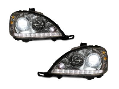 Mercedes W163 Ml Class Depo Dot Chrome Projector DEPO Headlight With Led Strip