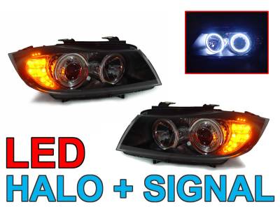 BMW E90/E91 Depo Uhp Led Angel Eye Projector DEPO Headlight H7 Housing+Corner