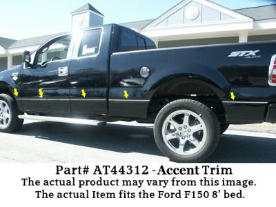 QAA - F-150 Super Cab, 8'Bed, NO Flares QAA Stainless Side Accent Trim AT44312 - Image 3