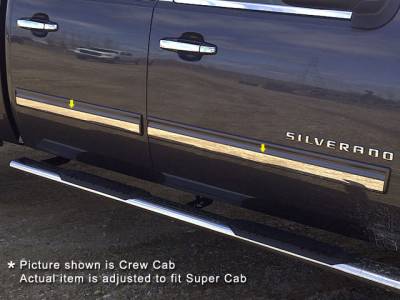 CHEVROLET SILVERADO Extra Cab QAA Stainless 4pcs Rocker Panel Trim TH49185