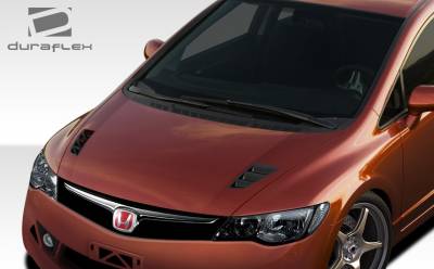 Duraflex - Honda Civic 4DR Duraflex JDM R-Spec Conversion Hood - 1 Piece - 108237 - Image 2