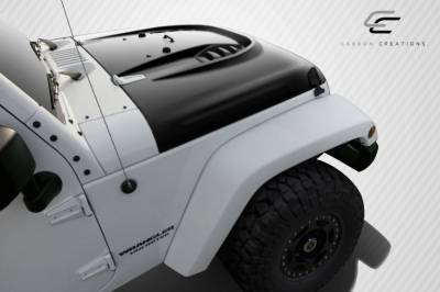 Carbon Creations - Jeep Wrangler Carbon Creations Power Dome Hood - 1 Piece - 109921 - Image 2