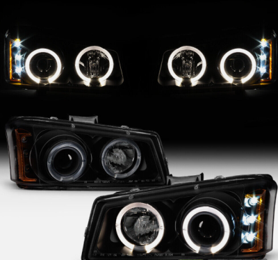 Spec-D - Chevrolet Silverado Spec-D Halo LED Smoke Projector Headlights - Black - 444-CS03-AM-BSM - Image 2