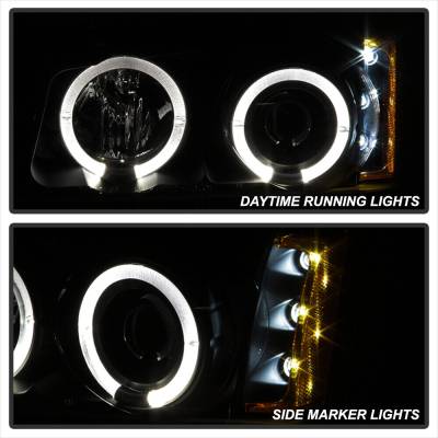 Spec-D - Chevrolet Silverado Spec-D Halo LED Smoke Projector Headlights - Black - 444-CS03-AM-BSM - Image 4