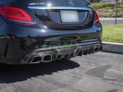 RW Carbon - Mercedes W205 BRS Style Carbon Fiber Diffuser mercw20513 - Image 2