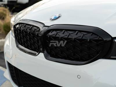 BMW G20 330i M340i Gloss Black Diamond Front Grilles bmwg20006