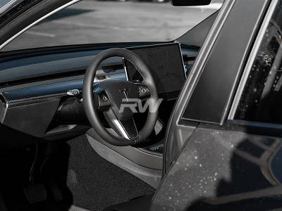 RW Carbon - Tesla Model 3 / Y Carbon Fiber Steering Wheel Trim tesla018 - Image 2