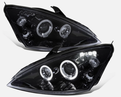 Ford Focus 4 Car Option Dual Halo Projector Headlights - Black - LP-FF00BB