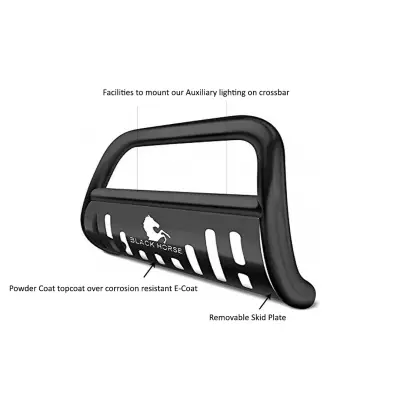 Black Horse - Toyota Highlander Black Horse Bull Bar guard with skid plate - Black - Image 3